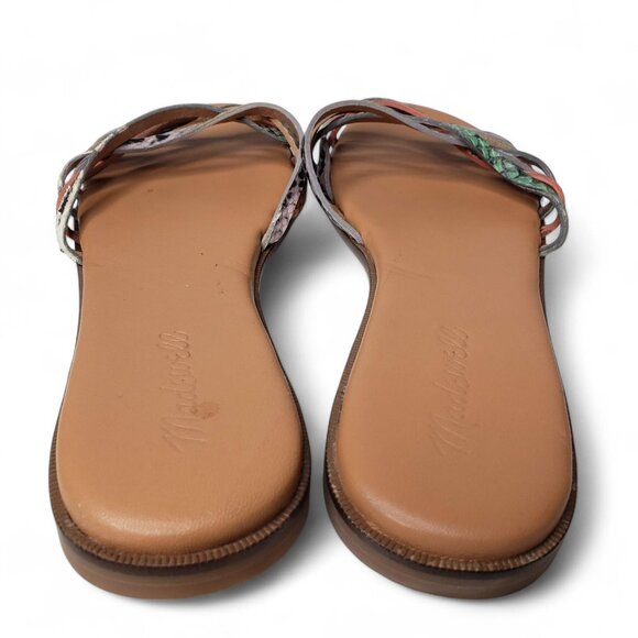 Madewell Tracie Flat Sandals Women's Multi Color Snakeskin Slip On Festival 8.5 - Picture 5 of 10